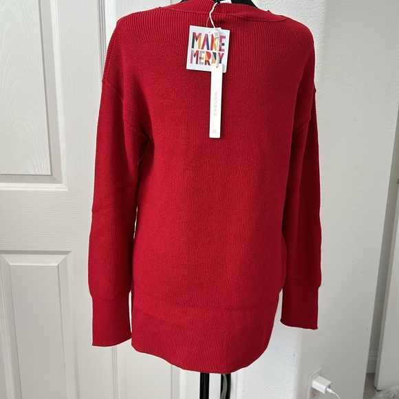 NWT CASLON Scoop Beck Ribbed hip length sweater in Red Chili - Picture 3 of 10